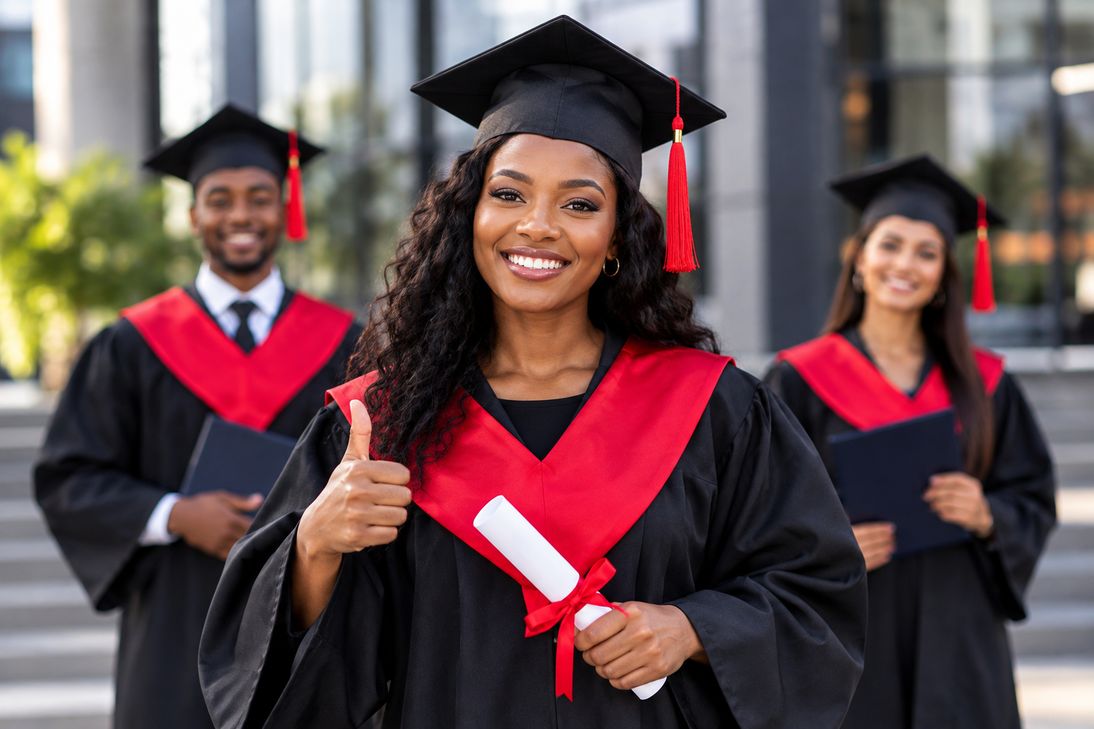 Celebratory Campus Graduation Portrait Firefighting Profession in South Africa can open doors of success.